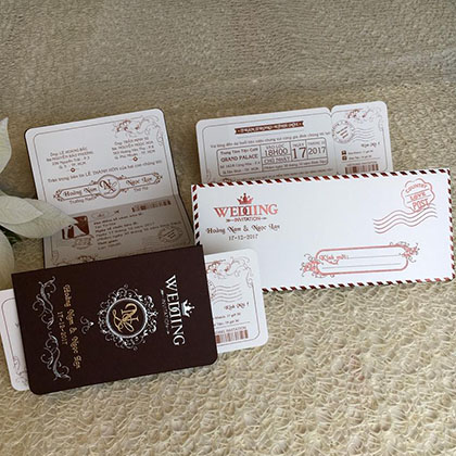Thiệp cưới Passport (DQ-1819-Giấy Ý Nâu)